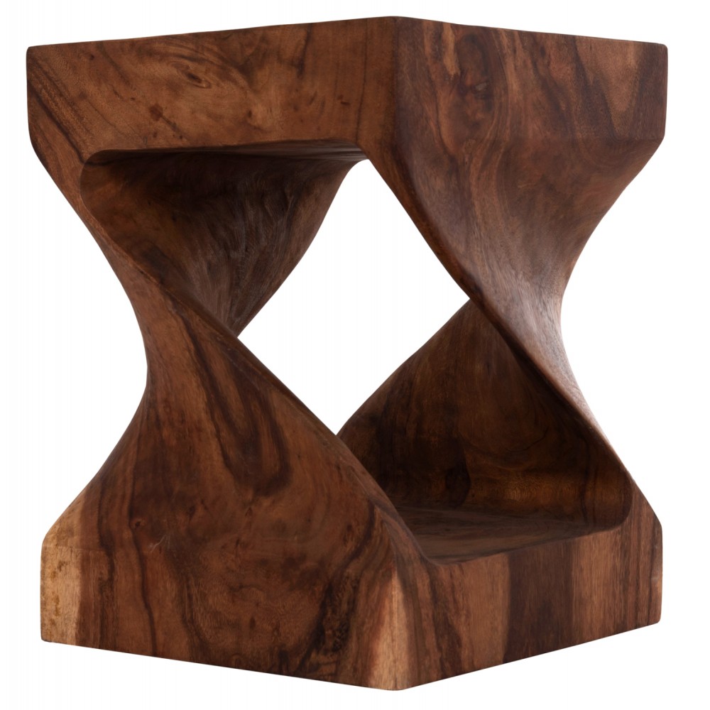 Σκαμπό "GEBO" τετράγωνο από ξύλο σε χρώμα σκούρο φυσικό 35x35x45