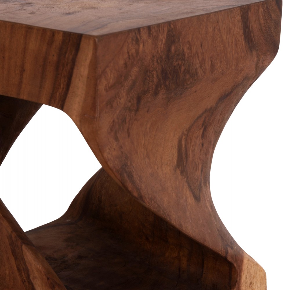 Σκαμπό "GEBO" τετράγωνο από ξύλο σε χρώμα σκούρο φυσικό 35x35x45