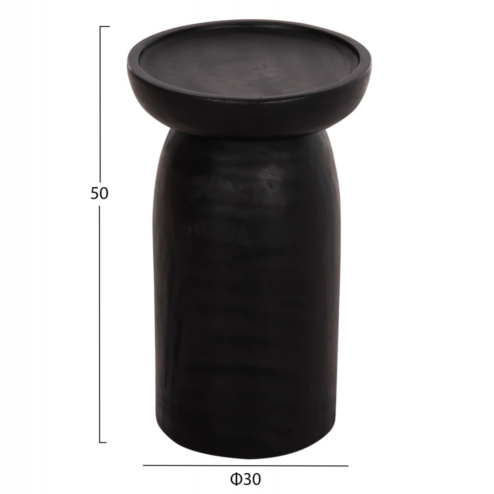 Τραπέζι βοηθητικό "LOKI" από μασίφ ξύλο σε χρώμα μαύρο Φ30x50