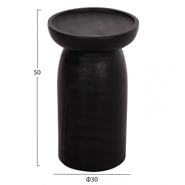 Τραπέζι βοηθητικό "LOKI" από μασίφ ξύλο σε χρώμα μαύρο Φ30x50