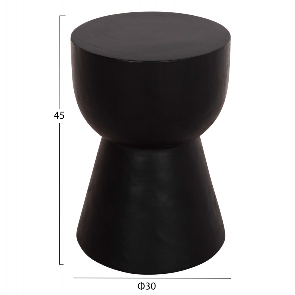 Σκαμπό κυλινδρικό "ΜΑΜΒΑ" από μασίφ ξύλο σε χρώμα μαύρο Φ30x45