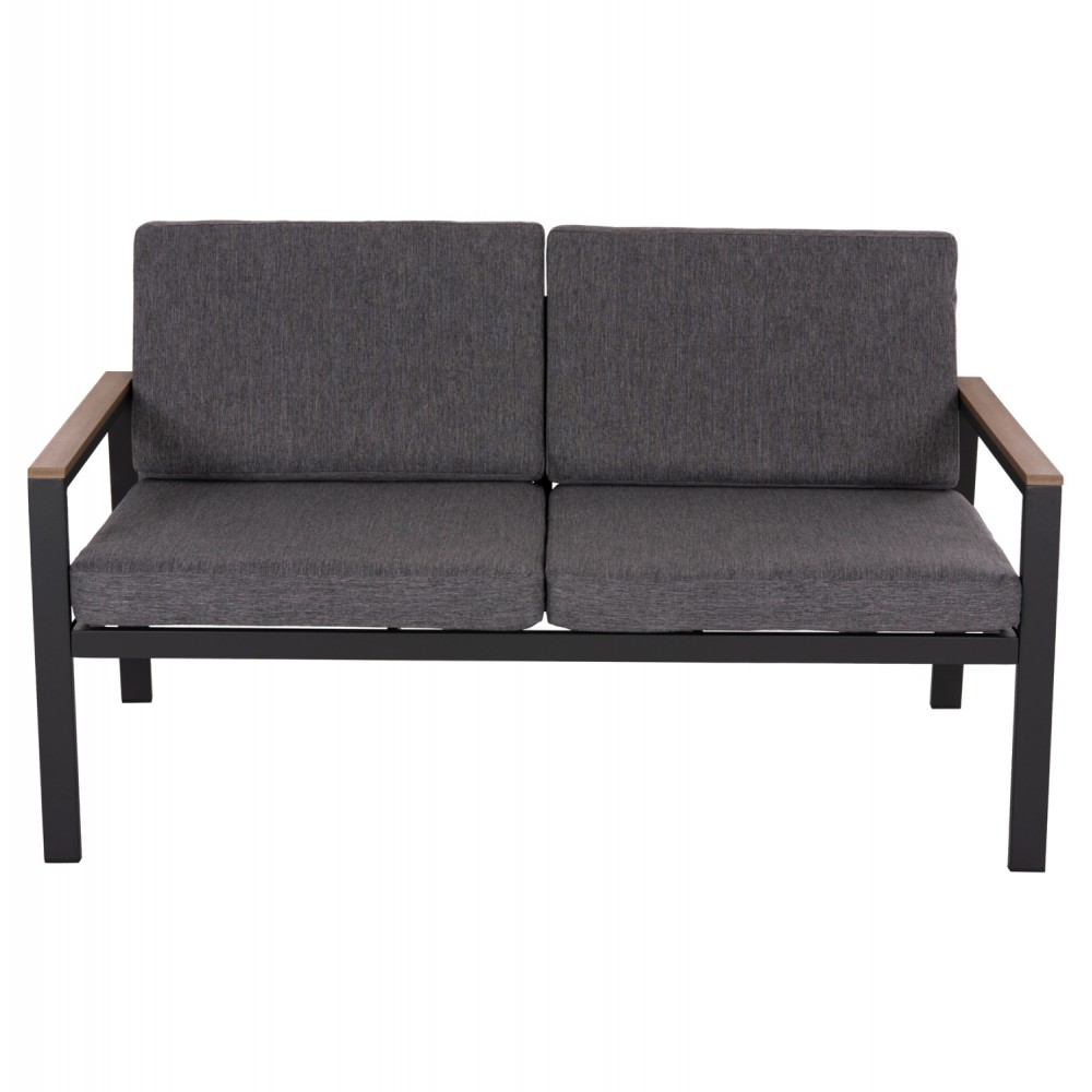 Καναπές εξωτερικού χώρου "SAFIN" διθέσιος από αλουμίνιο/ύφασμα σε χρώμα ανθρακί 140x70x77