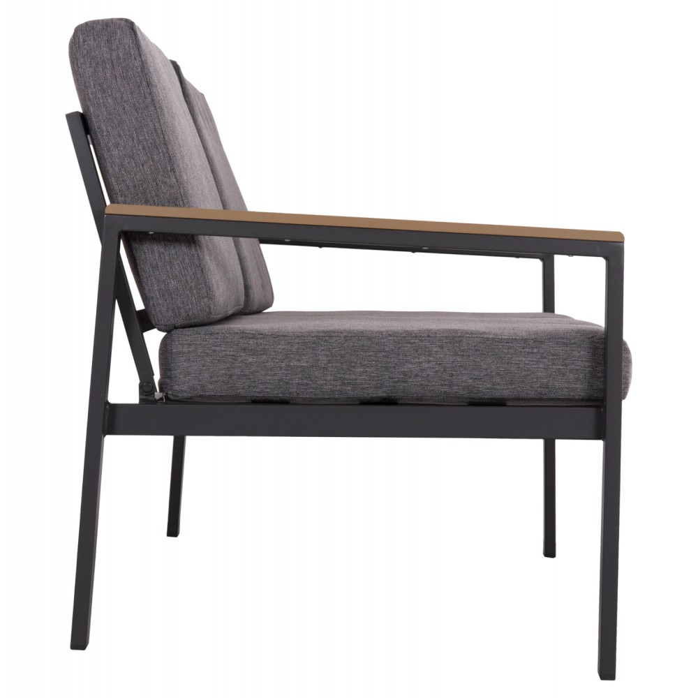 Καναπές εξωτερικού χώρου "SAFIN" διθέσιος από αλουμίνιο/ύφασμα σε χρώμα ανθρακί 140x70x77