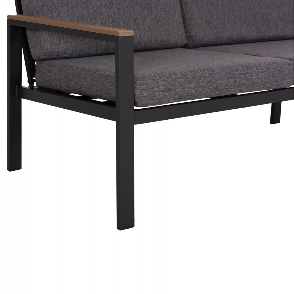 Καναπές εξωτερικού χώρου "SAFIN" διθέσιος από αλουμίνιο/ύφασμα σε χρώμα ανθρακί 140x70x77