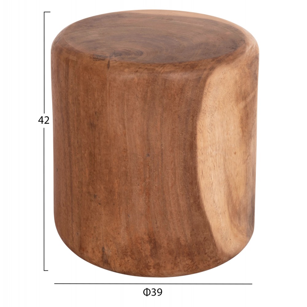 Σκαμπό στρογγυλό "TOBI" από μασίφ ξύλο σε χρώμα φυσικό Φ39x42