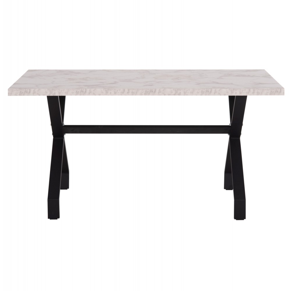 Τραπέζι τραπεζαρίας "LANA" σε χρώμα μαύρο/λευκό μαρμάρου 140x70x72