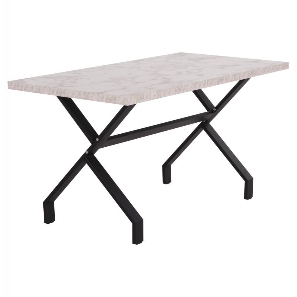 Τραπέζι τραπεζαρίας "LANA" σε χρώμα μαύρο/λευκό μαρμάρου 140x70x72