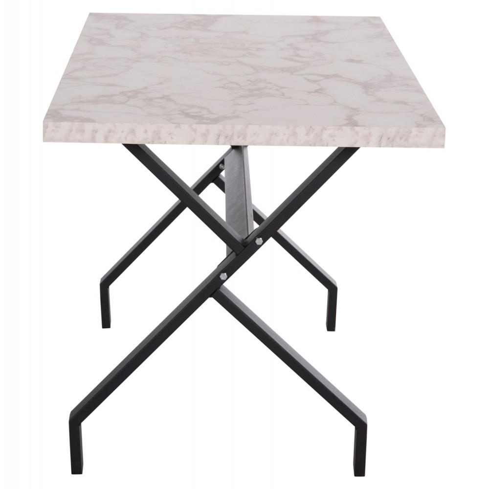 Τραπέζι τραπεζαρίας "LANA" σε χρώμα μαύρο/λευκό μαρμάρου 140x70x72