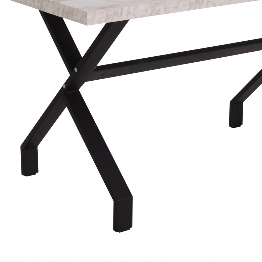 Τραπέζι τραπεζαρίας "LANA" σε χρώμα μαύρο/λευκό μαρμάρου 140x70x72