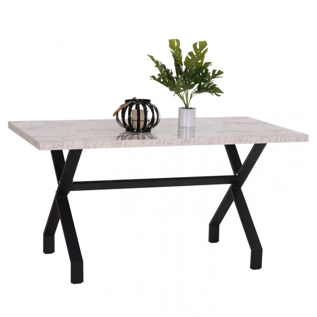 Τραπέζι τραπεζαρίας "LANA" σε χρώμα μαύρο/λευκό μαρμάρου 140x70x72