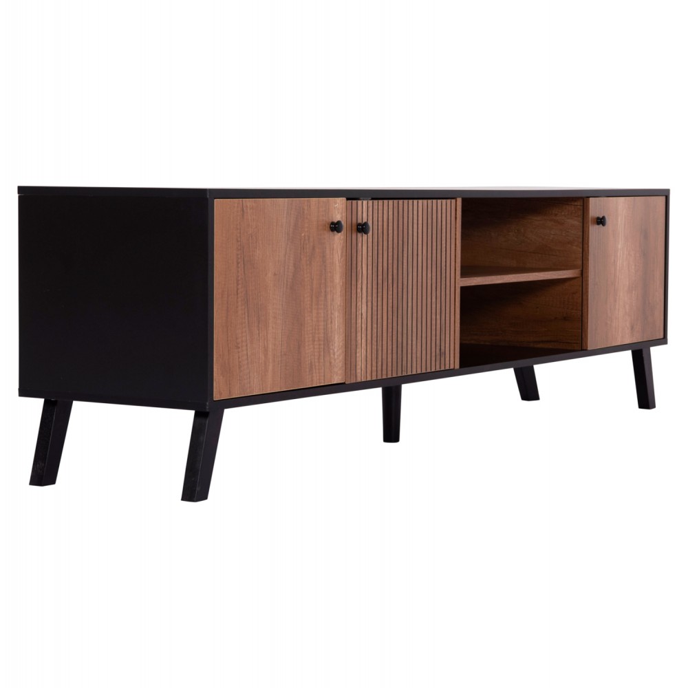 Έπιπλο τηλεόρασης "KRUDEN" σε χρώμα μαύρο/φυσικό 180x40x51