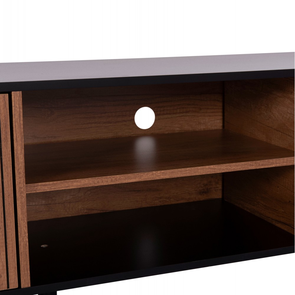 Έπιπλο τηλεόρασης "KRUDEN" σε χρώμα μαύρο/φυσικό 180x40x51