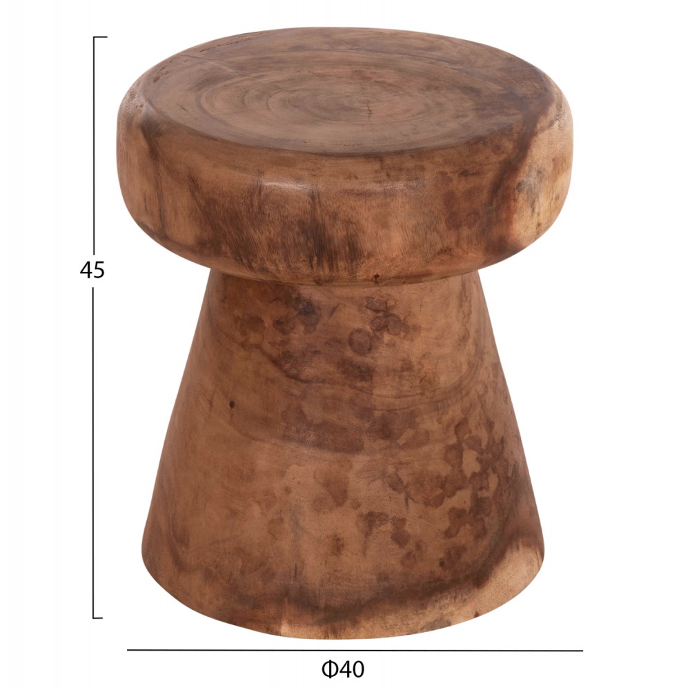 Τραπέζι βοηθητικό στρογγυλό "CUPRE" από ξύλο σε χρώμα φυσικό Φ40x45