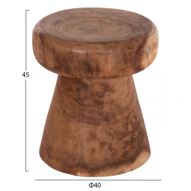 Τραπέζι βοηθητικό στρογγυλό "CUPRE" από ξύλο σε χρώμα φυσικό Φ40x45