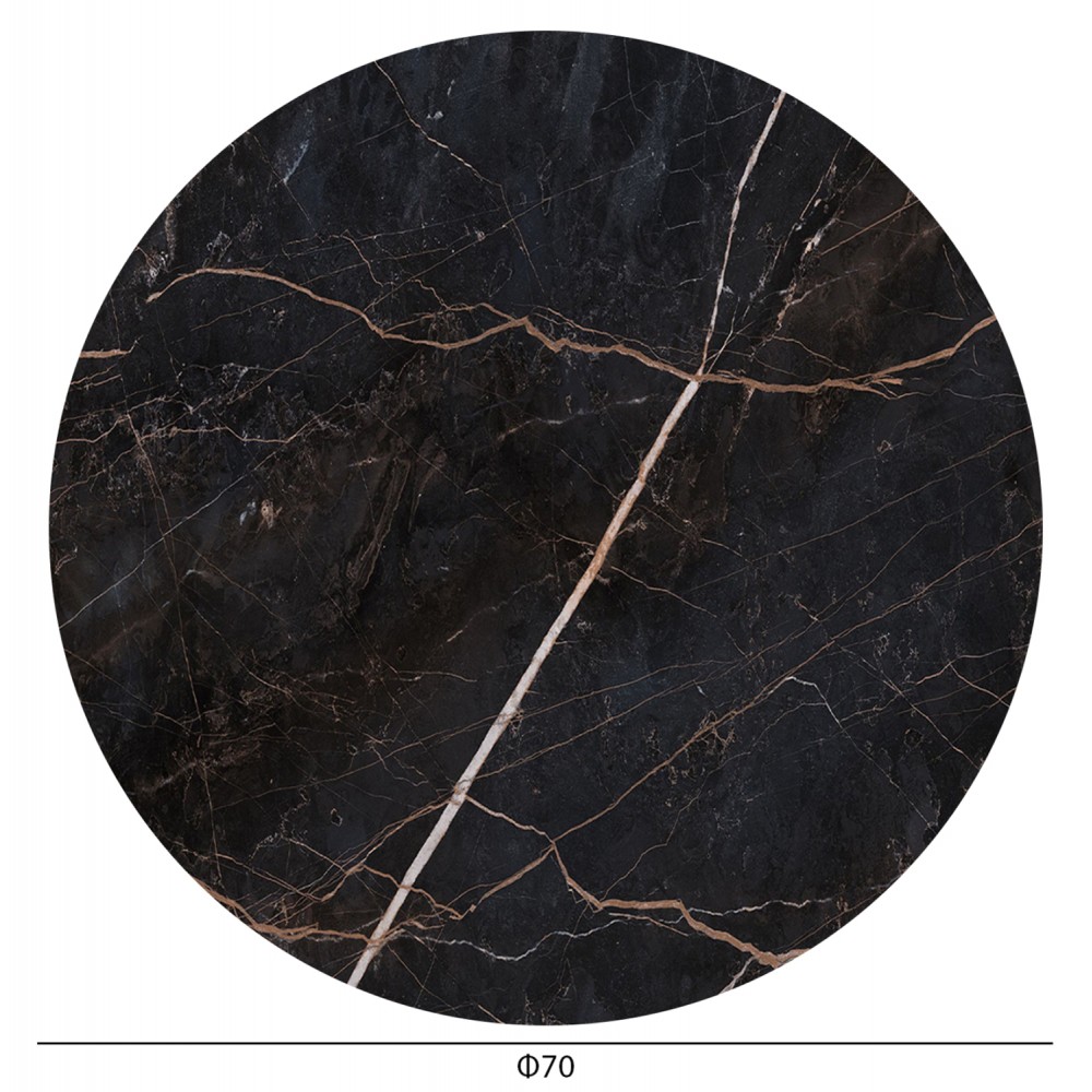 Επιφάνεια τραπεζιού στρογγυλή από HPL σε χρώμα μαύρο μαρμάρου Φ70