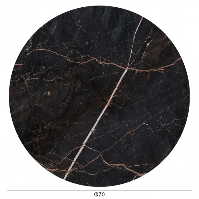 Επιφάνεια τραπεζιού στρογγυλή από HPL σε χρώμα μαύρο μαρμάρου Φ70