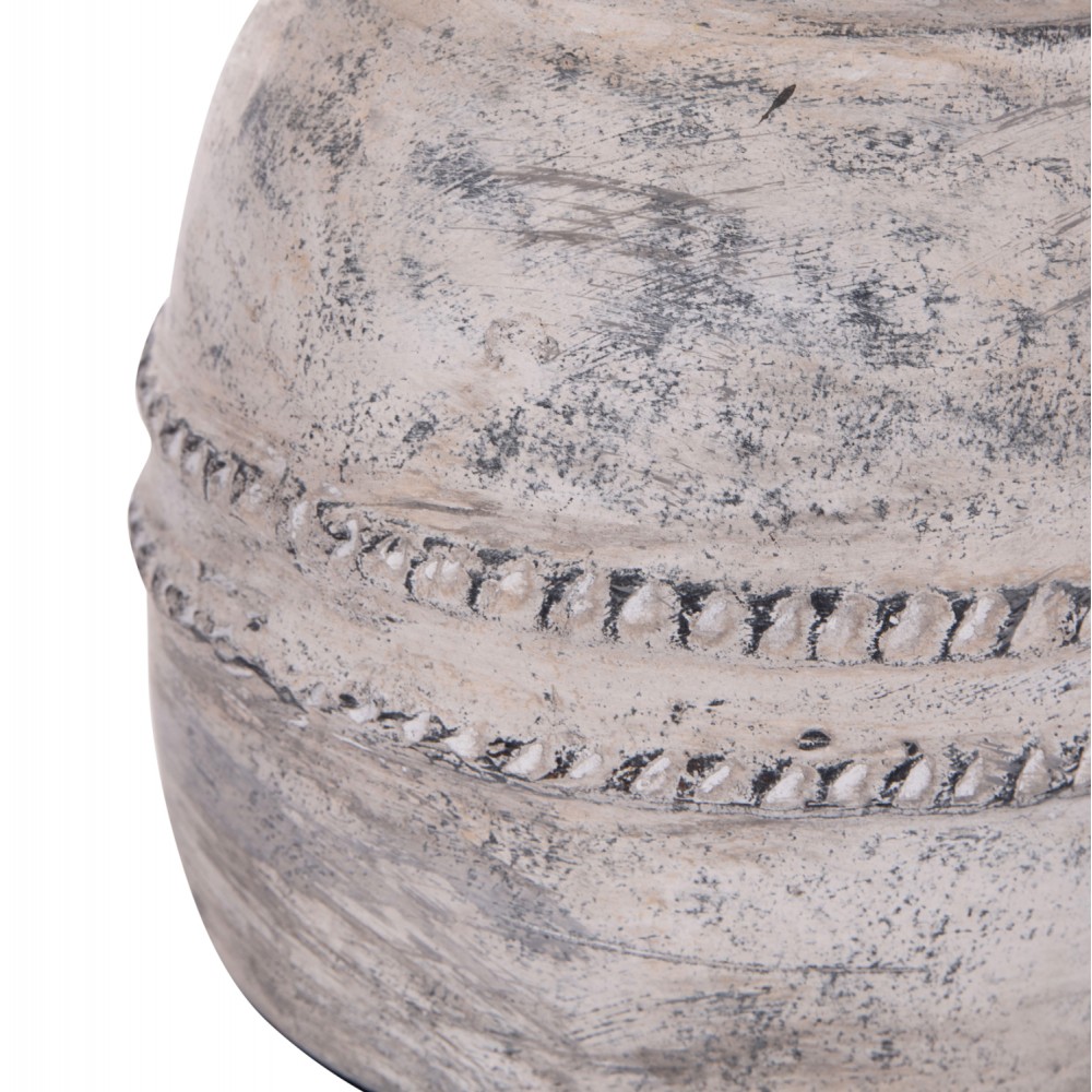 Διακοσμητικό επιτραπέζιο βάζο "VERMO" από τερακότα σε χρώμα ανοιχτό γκρι Φ21x25
