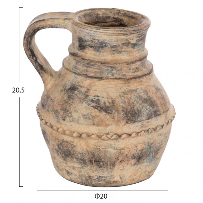 Διακοσμητικό επιτραπέζιο βάζο "VERMO" από τερακότα σε χρώμα κρεμ Φ20x20.5