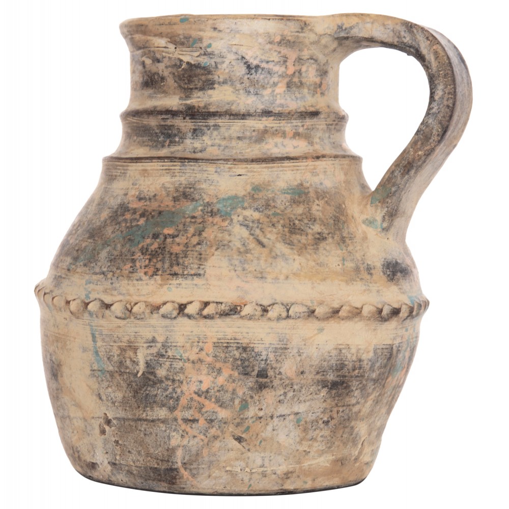 Διακοσμητικό επιτραπέζιο βάζο "VERMO" από τερακότα σε χρώμα κρεμ Φ20x20.5