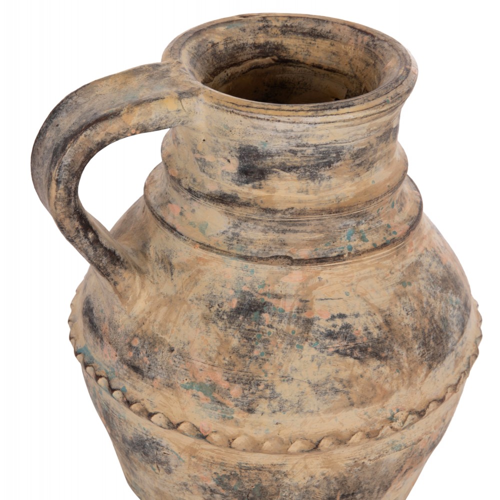 Διακοσμητικό επιτραπέζιο βάζο "VERMO" από τερακότα σε χρώμα κρεμ Φ20x20.5