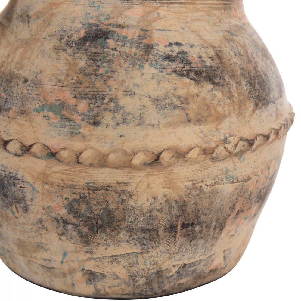 Διακοσμητικό επιτραπέζιο βάζο "VERMO" από τερακότα σε χρώμα κρεμ Φ20x20.5