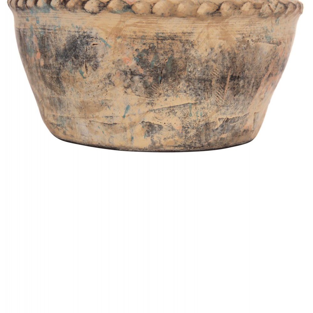 Διακοσμητικό επιτραπέζιο βάζο "VERMO" από τερακότα σε χρώμα κρεμ Φ20x20.5