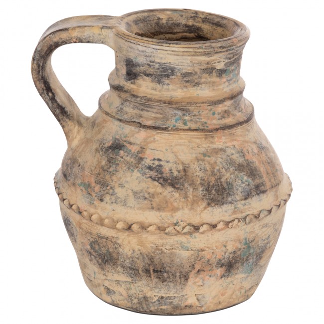 Διακοσμητικό επιτραπέζιο βάζο "VERMO" από τερακότα σε χρώμα κρεμ Φ20x20.5