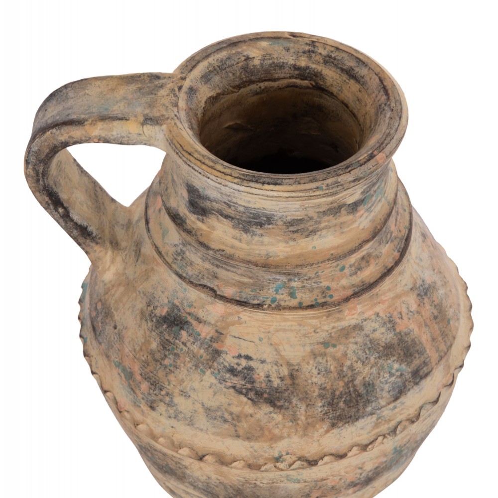 Διακοσμητικό επιτραπέζιο βάζο "VERMO" από τερακότα σε χρώμα κρεμ Φ20x20.5