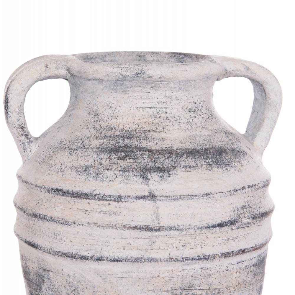 Διακοσμητικό επιτραπέζιο βάζο "VERMO" από τερακότα σε χρώμα ανοιχτό γκρι Φ21x22