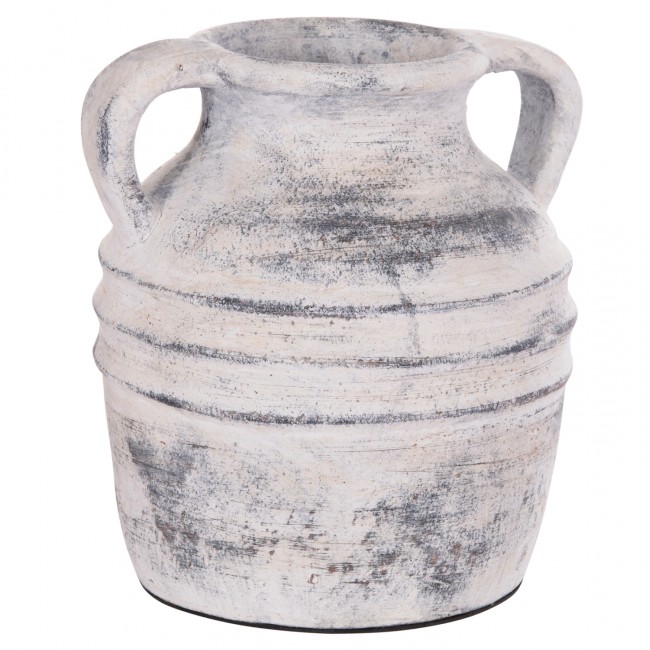 Διακοσμητικό επιτραπέζιο βάζο "VERMO" από τερακότα σε χρώμα ανοιχτό γκρι Φ21x22