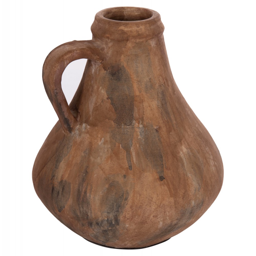 Διακοσμητικό επιτραπέζιο βάζο "VERMO" από τερακότα σε χρώμα παλαιωμένο καφέ Φ25x28