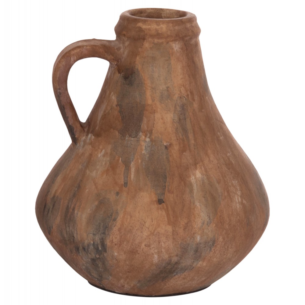 Διακοσμητικό επιτραπέζιο βάζο "VERMO" από τερακότα σε χρώμα παλαιωμένο καφέ Φ25x28