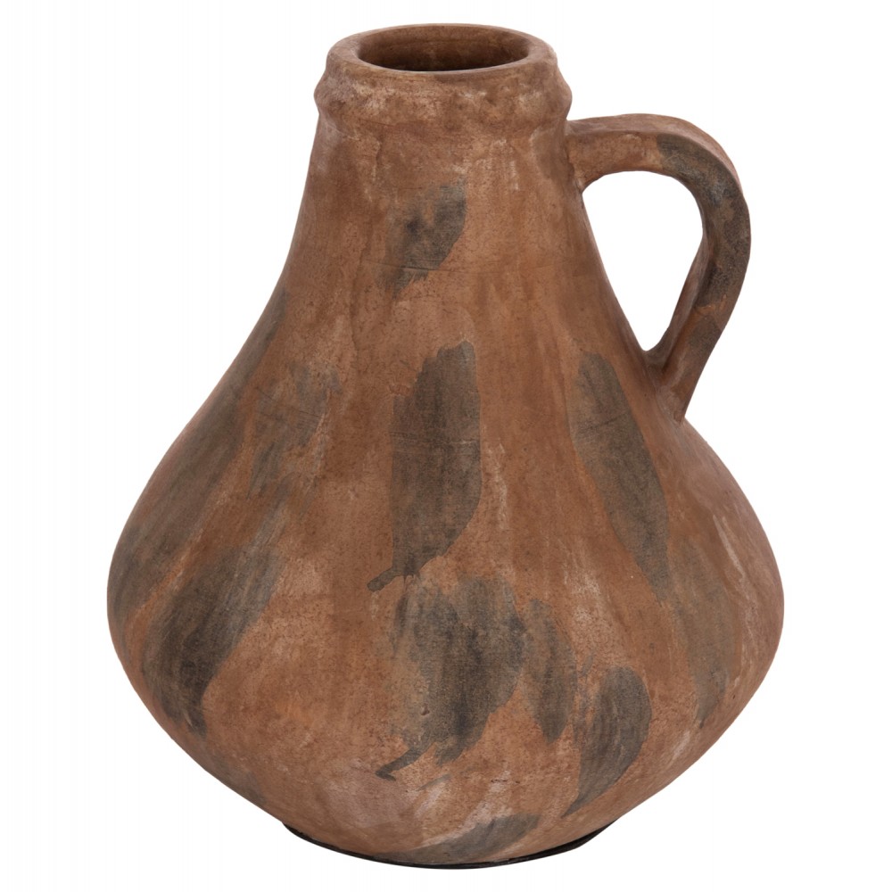 Διακοσμητικό επιτραπέζιο βάζο "VERMO" από τερακότα σε χρώμα παλαιωμένο καφέ Φ25x28
