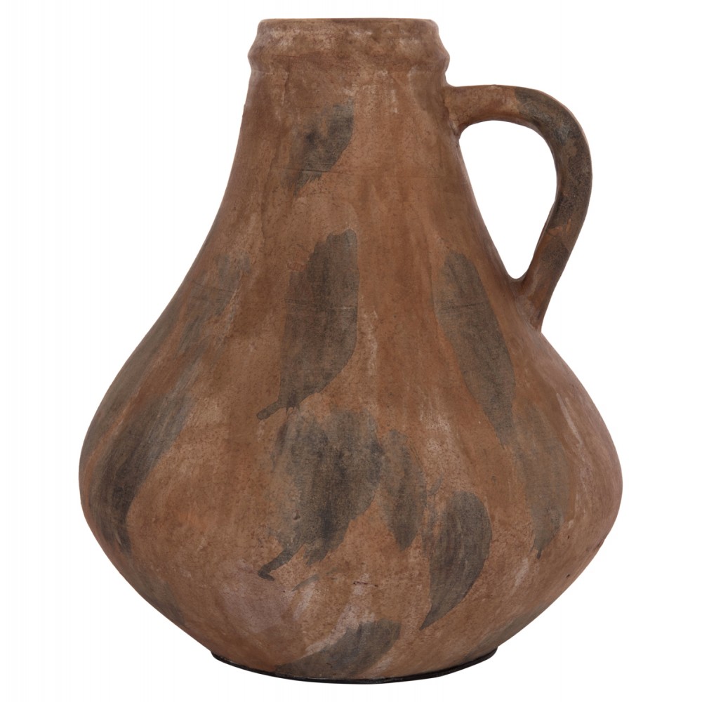 Διακοσμητικό επιτραπέζιο βάζο "VERMO" από τερακότα σε χρώμα παλαιωμένο καφέ Φ25x28