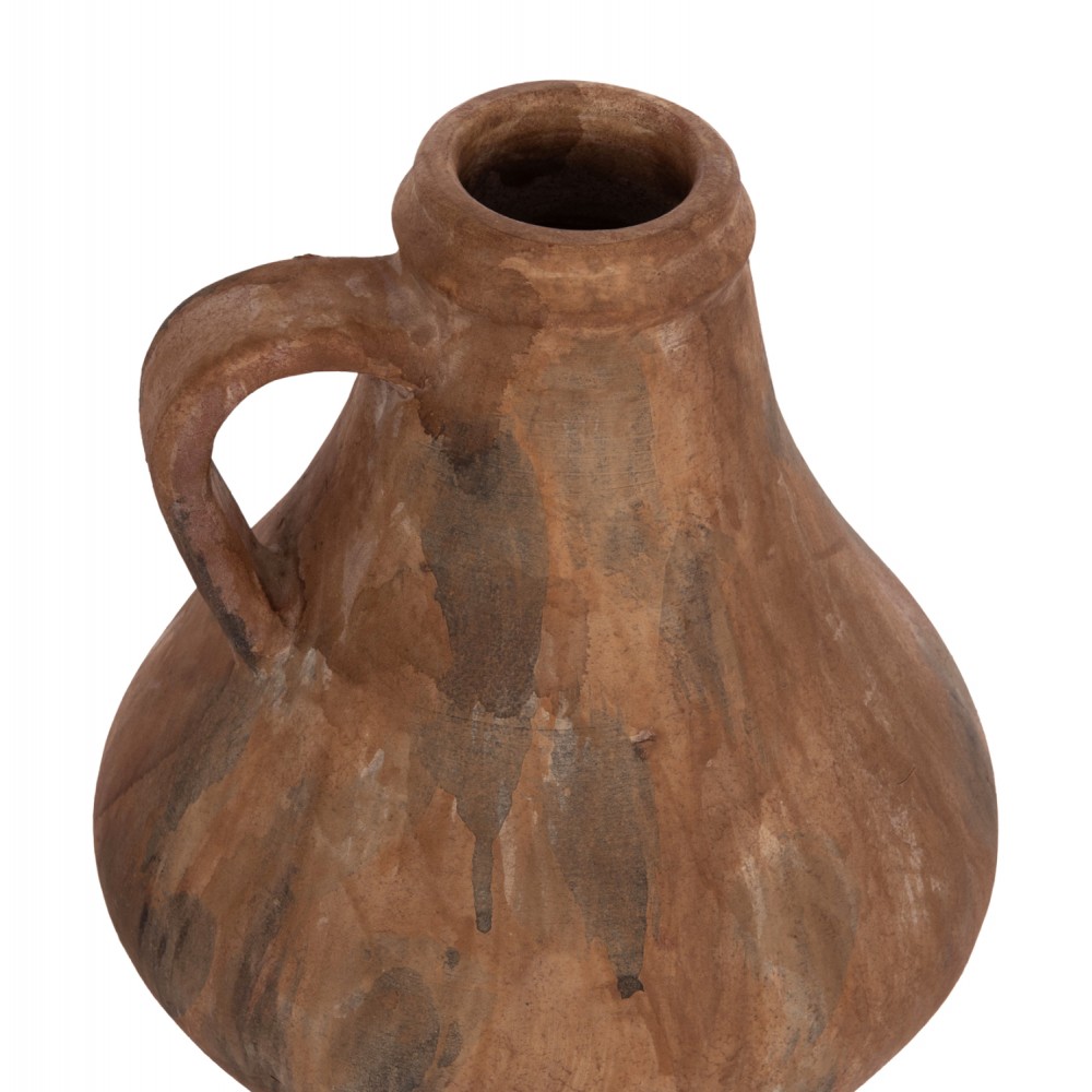 Διακοσμητικό επιτραπέζιο βάζο "VERMO" από τερακότα σε χρώμα παλαιωμένο καφέ Φ25x28