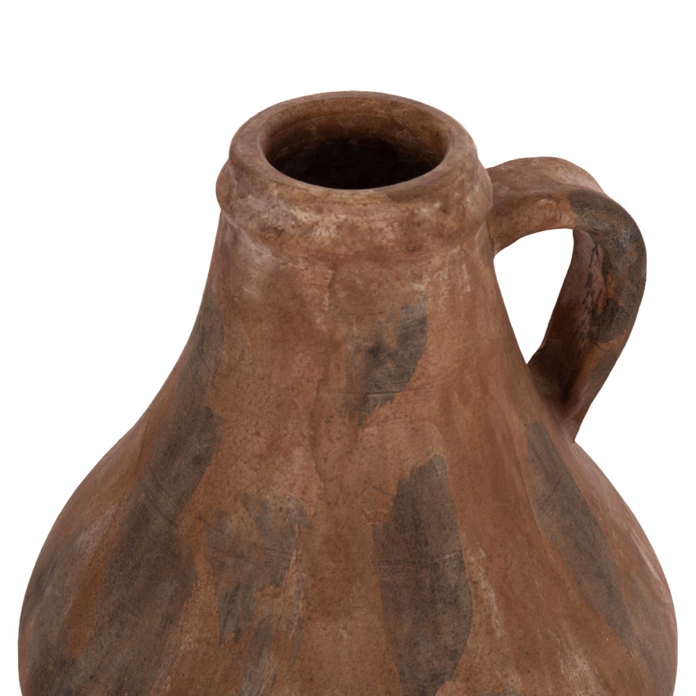 Διακοσμητικό επιτραπέζιο βάζο "VERMO" από τερακότα σε χρώμα παλαιωμένο καφέ Φ25x28