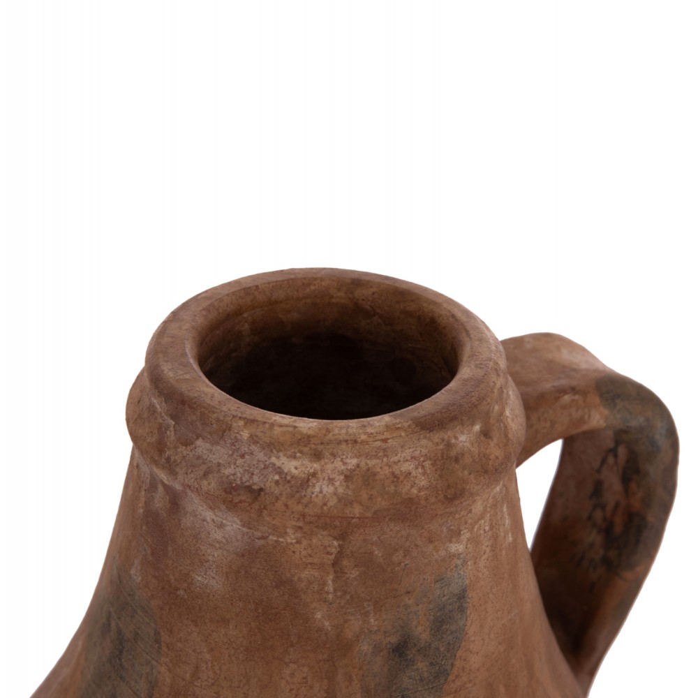 Διακοσμητικό επιτραπέζιο βάζο "VERMO" από τερακότα σε χρώμα παλαιωμένο καφέ Φ25x28