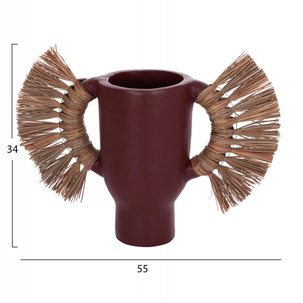 Επιτραπέζιο διακοσμητικό βάζο "ALICA" από τερακότα/grass σε χρώμα βυσσινί 55x19x34