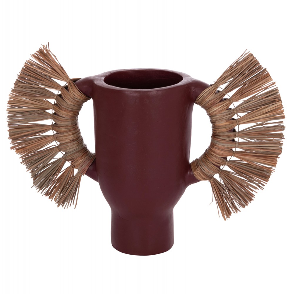 Επιτραπέζιο διακοσμητικό βάζο "ALICA" από τερακότα/grass σε χρώμα βυσσινί 55x19x34