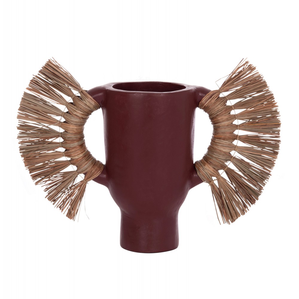 Επιτραπέζιο διακοσμητικό βάζο "ALICA" από τερακότα/grass σε χρώμα βυσσινί 55x19x34