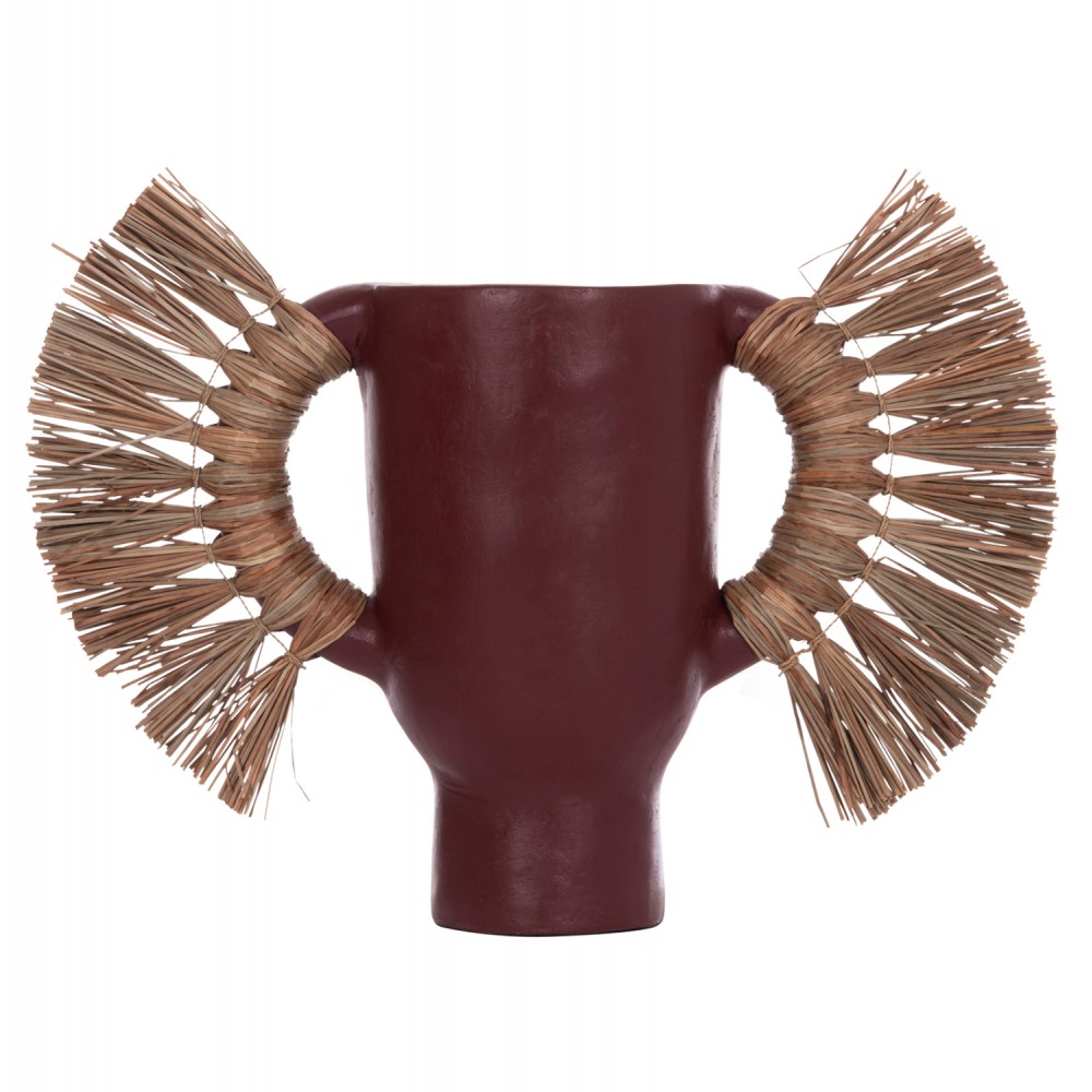 Επιτραπέζιο διακοσμητικό βάζο "ALICA" από τερακότα/grass σε χρώμα βυσσινί 55x19x34