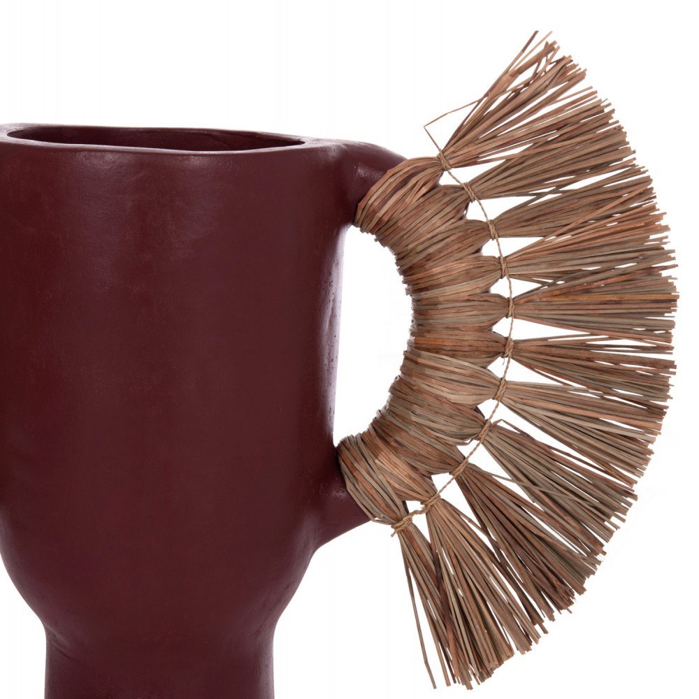 Επιτραπέζιο διακοσμητικό βάζο "ALICA" από τερακότα/grass σε χρώμα βυσσινί 55x19x34