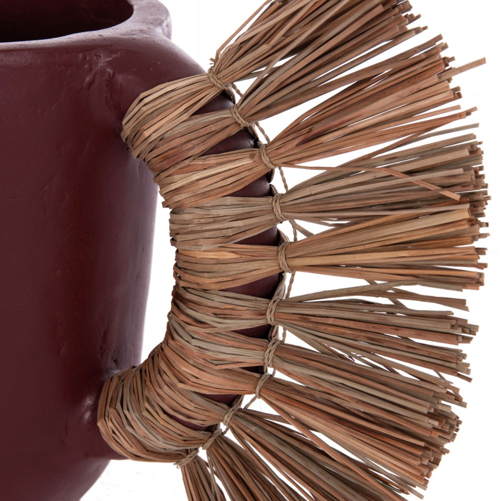 Επιτραπέζιο διακοσμητικό βάζο "ALICA" από τερακότα/grass σε χρώμα βυσσινί 55x19x34