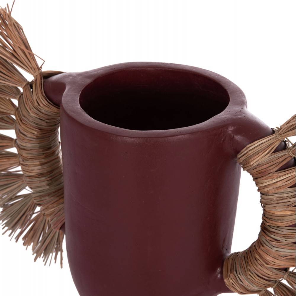 Επιτραπέζιο διακοσμητικό βάζο "ALICA" από τερακότα/grass σε χρώμα βυσσινί 55x19x34