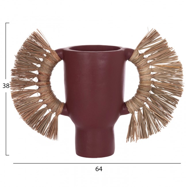 Επιτραπέζιο διακοσμητικό βάζο "ALICA" από τερακότα/grass σε χρώμα βυσσινί 64x22x38