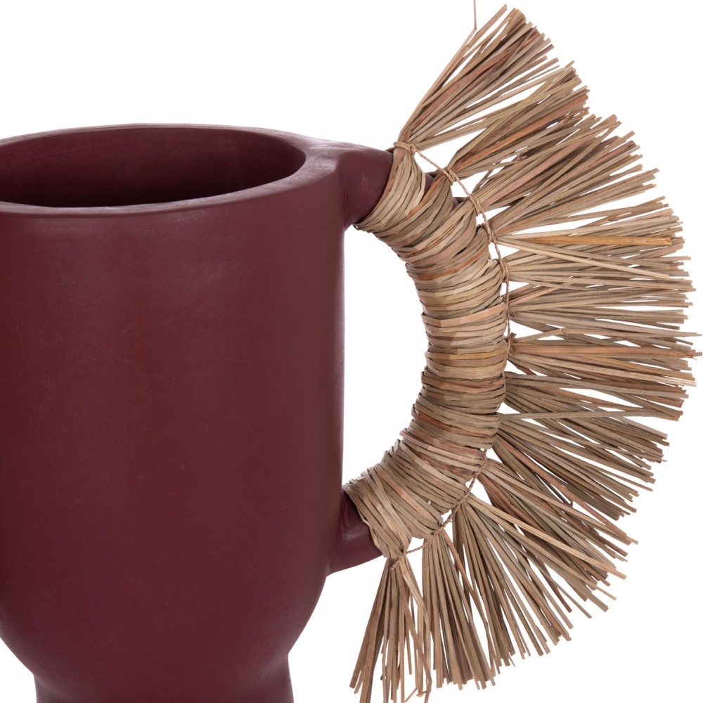 Επιτραπέζιο διακοσμητικό βάζο "ALICA" από τερακότα/grass σε χρώμα βυσσινί 64x22x38