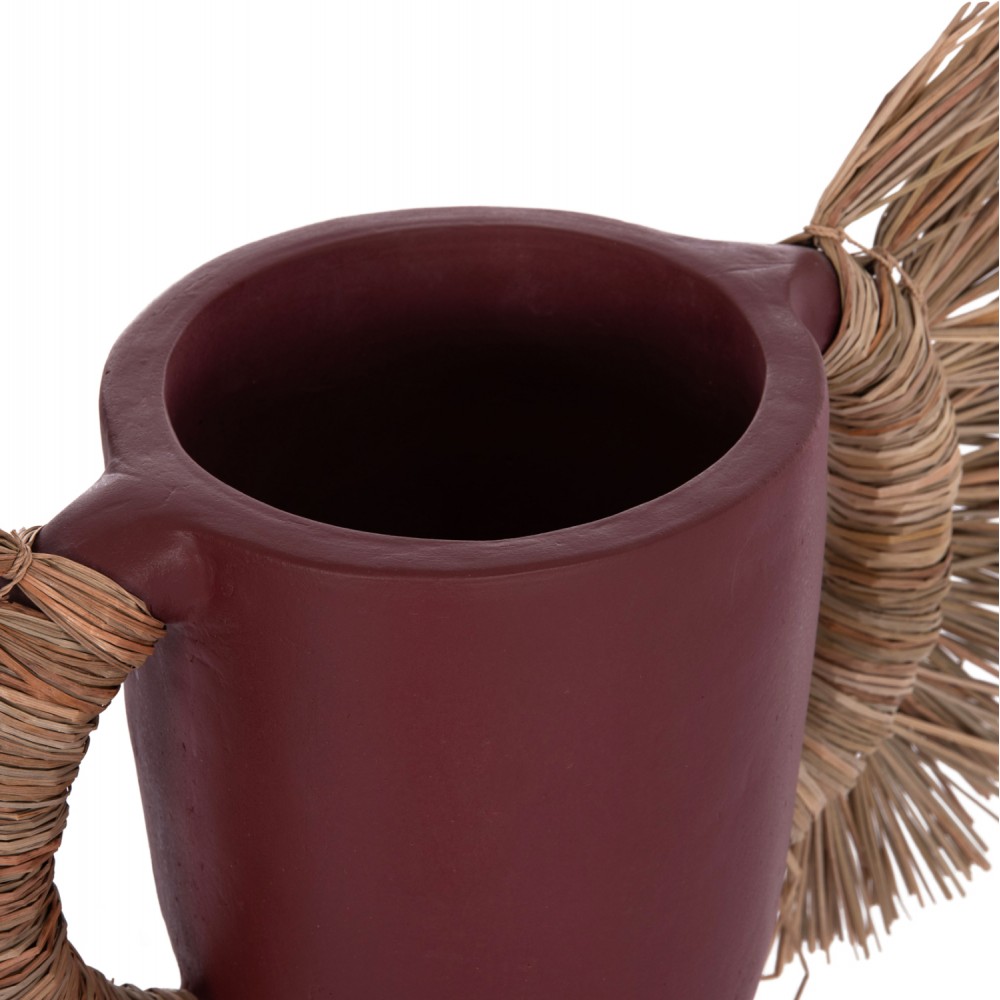 Επιτραπέζιο διακοσμητικό βάζο "ALICA" από τερακότα/grass σε χρώμα βυσσινί 64x22x38