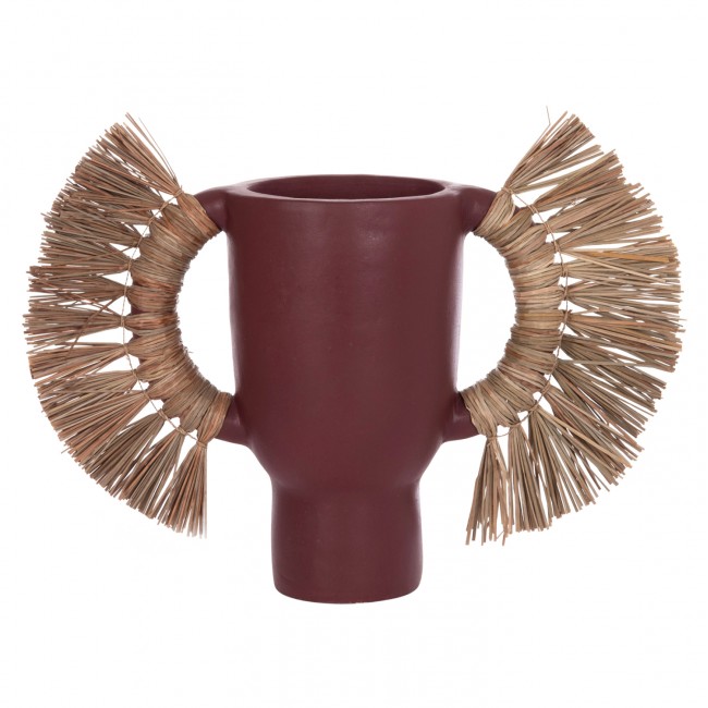 Επιτραπέζιο διακοσμητικό βάζο "ALICA" από τερακότα/grass σε χρώμα βυσσινί 64x22x38