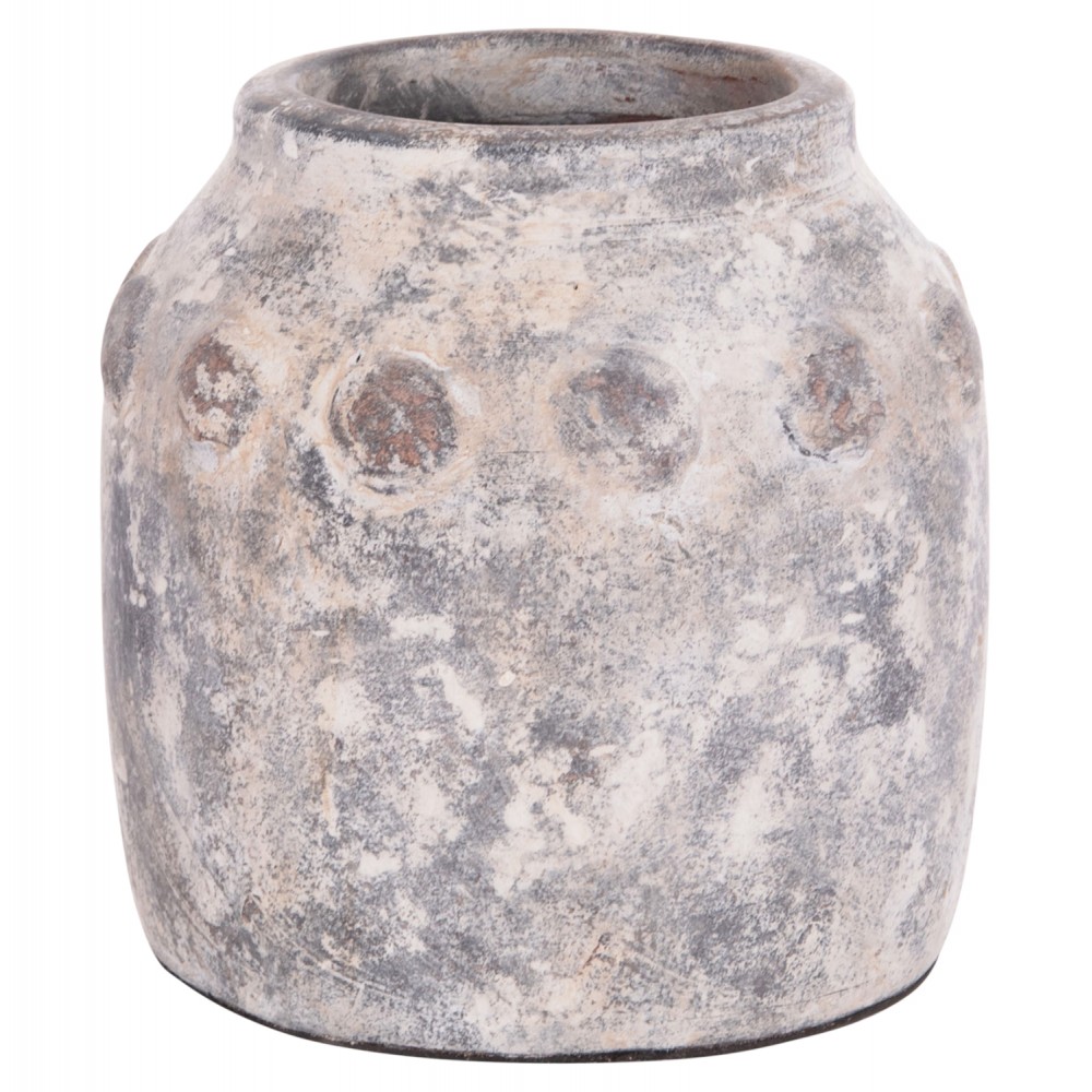 Διακοσμητικό επιτραπέζιο βάζο "VERMO" από τερακότα σε χρώμα γκρι Φ20x19