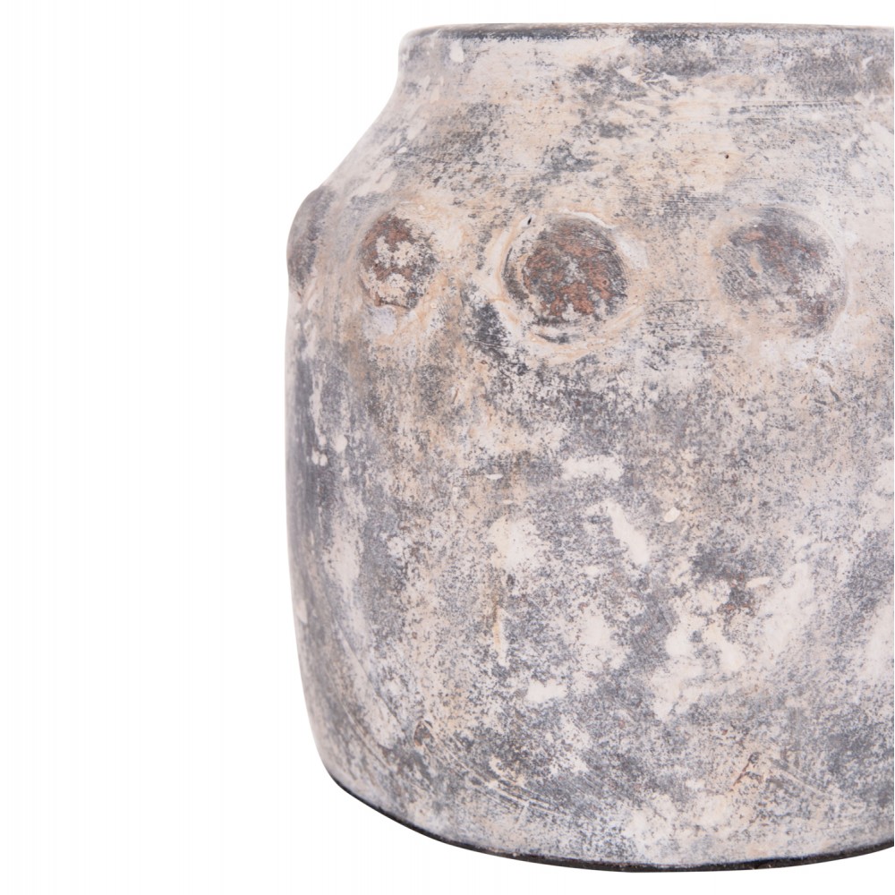 Διακοσμητικό επιτραπέζιο βάζο "VERMO" από τερακότα σε χρώμα γκρι Φ20x19